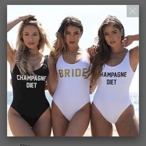 White “BRIDE” swimsuit